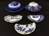 Lot of 5 Flo Blue Pieces Including 2-Covered