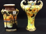 Lot of 2 Hand Painted Nippon Vases