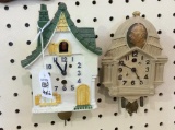 Lot of 2 Miniature Wall Hanging Keywind Clocks