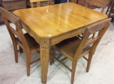 Wood Rectangular Kitchen Table w/ 4 Chairs