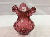 Fenton Cranberry Ruffled Edge Vase (7 1/2 Inches