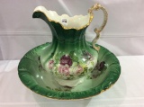Warwick China Floral Decorated Pitcher & Bowl