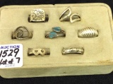 Lot of 7 Various Sterling Silver Rings-