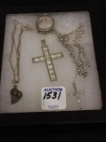 Lot of 4 Sterling Silver Religious Jewelry Pieces