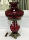 Lg. Electrified Red Glass Lamp