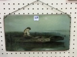 Wire Framed Glass Picture of Girl in Boat