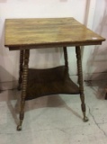 Square Wood Lamp Table w/ Glass Ball Claw Feet
