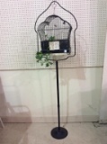 Antique Metal Bird Cage on Stand