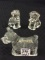 Lot of 3 Glass Dog Design Candy Containers