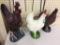 Lot of 3 Lg. Painted Cement Chickens