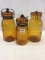 Lot of 3 Amber Glass Fruit Jars Including