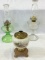 Lot of 3 Lamps Including Green Glass