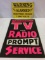 Lot of 2 Signs Including Cardboard TV & Radio