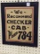 Vintage Framed Cardboard Sign-Checker Cab