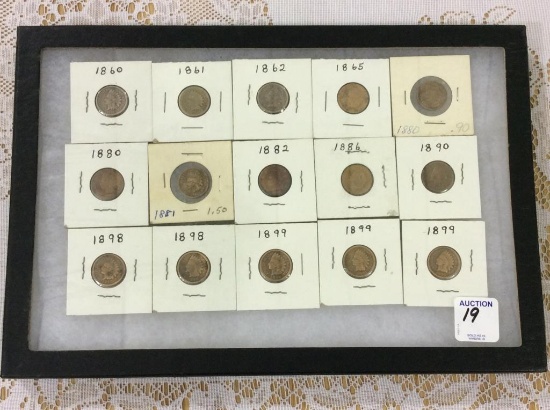 Collection of 15 Old Indian Head Pennies
