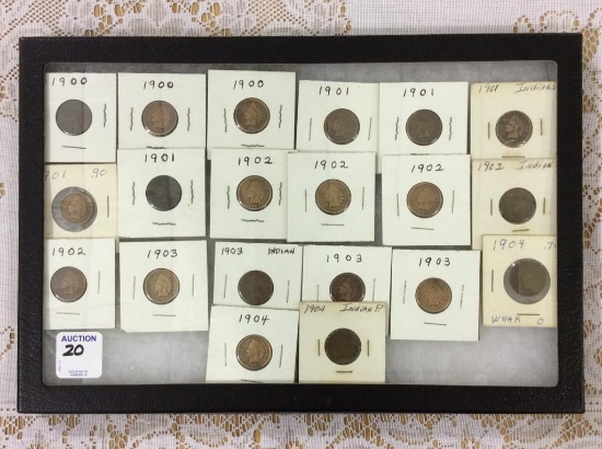 Collection of 20 Old Indian Head Pennies