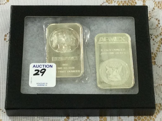Lot of 2-5 Troy Ounce .999 Fine Silver Bars
