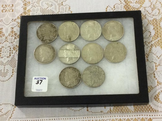 Collection of 10 Peace Silver  Dollars Including