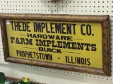 Framed Adv. Cardboard Sign-Thede Implememt Co.