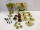 Vintage Tin Children's Dishware Set