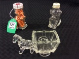 Lot of 3 Glass Candy Containers Including