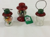 Lot of 3 Glass Candy Containers-Lantern Design