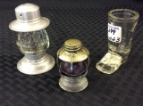 Lot of 3 Glass Candy Containers Including