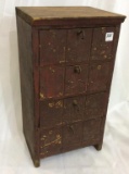 Sm. Primitive Red Paint 4 Drawer Cabinet