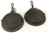 Lot of 2 Cast Iron Waffle Irons