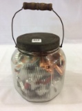 Vintage Glass Jar w/ Lid w/ Approx. 30