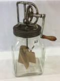 Unmarked 4 Quart Glass Butter Churn