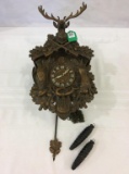 Lg. Lux Wall Hanging Cuckoo Clock w/ Deer &