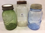 Lot of 3 Jars Including Green Ball Perfect