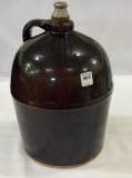 2 Gal Brown Crock Jug Front Marked Peoria Pottery