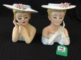 Lot of 2 Lefton Ladies Head Vases