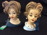 Lot of 2 Ladies Head Vases Including