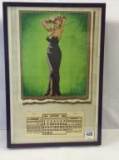 Metal Framed 1950 Girlie Calendar