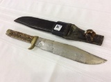 Very Lg. Older Stag Handled Bowie Knife w/