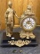 Antique Keywind Statue Clock on Ornate Base