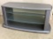 Grey Contemp. TV Stand w. Glass Shelves