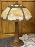 Metal Base Slag Glass Lamp-Base is Marked Miller