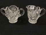 Cut Glass Creamer & Sugar