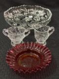 Lot of 4 Glassware Pieces Including Lg.