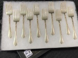 Set of 10 Matching Sterling Silver Salad or