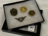 Group of Pins Including Sterling Wings & Gun