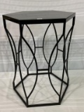 Contemp. Black Metal 6 Sided Lamp Table