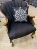 Black Upholstered Chair w/ Wood Trim