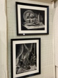 Lot of 2 Black & White Contemp. Drawing Prints