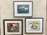 Lot of 3 Framed Cartoons Including