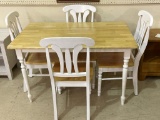 White Paint Wood Top Kitchen Table w/ 4